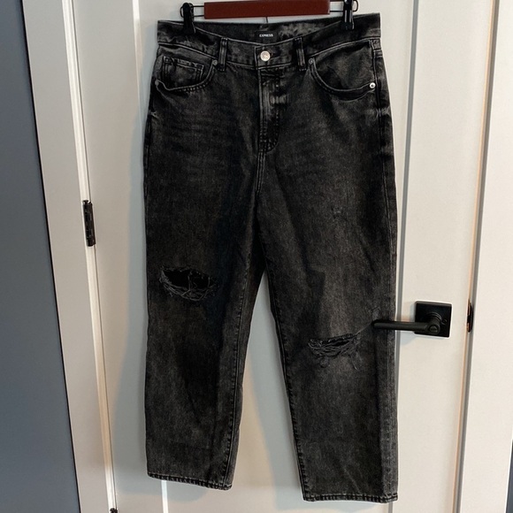 Express Black Straight Ankle High Rise Distressed - Picture 5 of 14